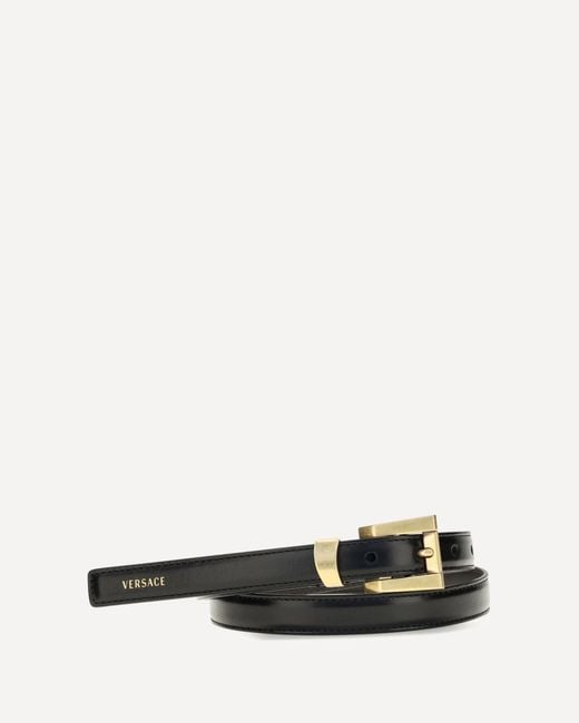 Versace White Glossy Leather Logo Print Belt