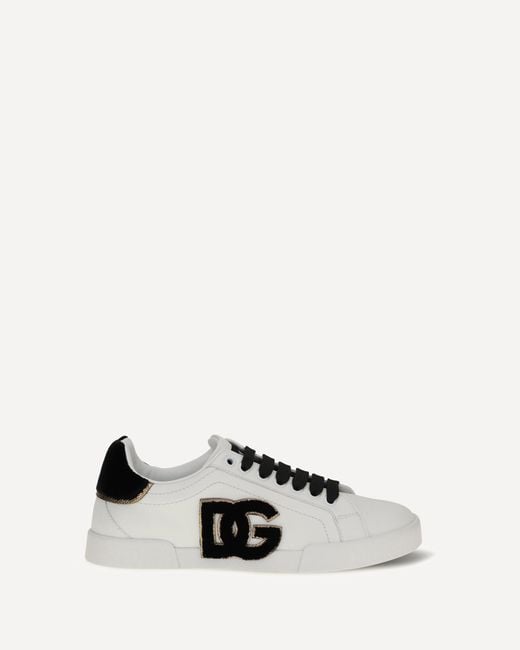 Dolce & Gabbana White Leather Sneakers With Logo