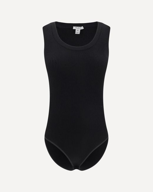 Alaïa Black Ribbed Design Bodysuit
