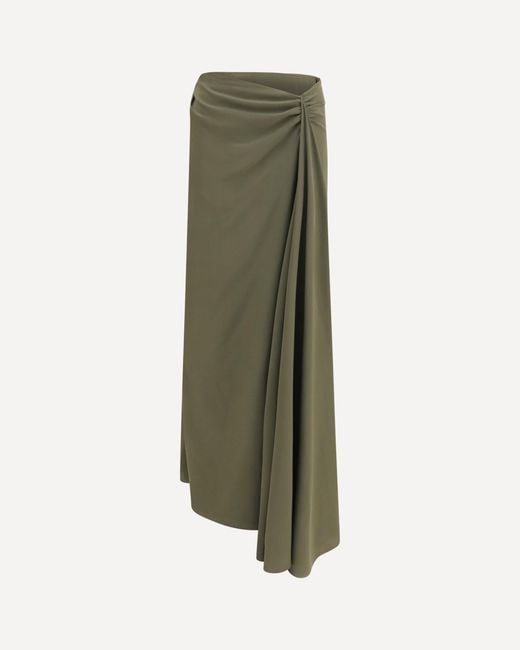 McQueen Green Draped Long Skirt