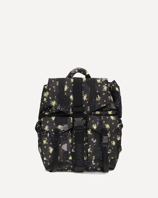 Ganni Black Re-Tech Nylon Print Backpack