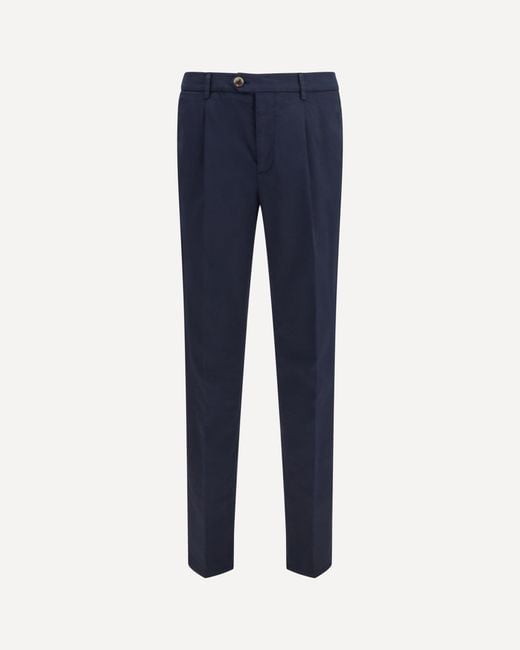 Brunello Cucinelli Blue Cotton Blend Chino Pants for men