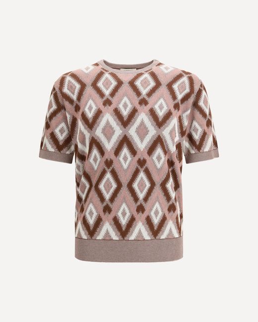 Piacenza Cashmere Pink Short-Sleeve Crewneck Sweater for men