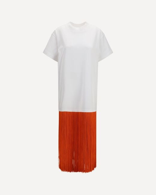 Alaïa White Fringed T-Shirt Dress