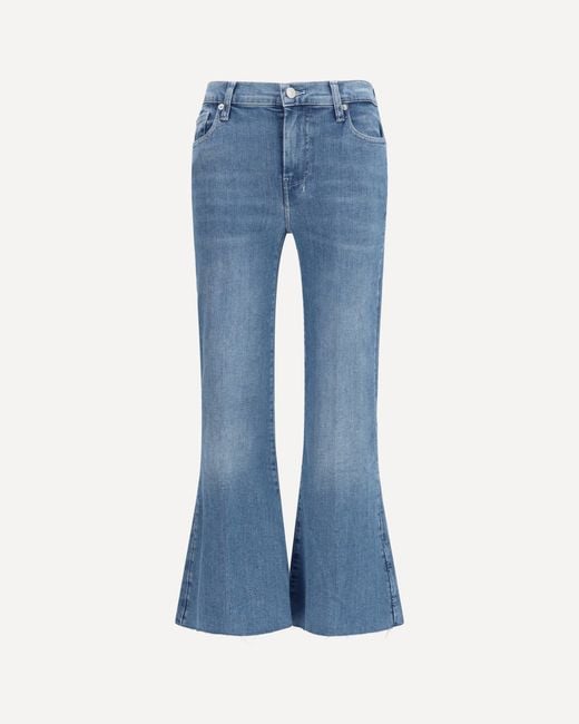 7FOR Blue Cropped Flared Jeans With Raw Hem