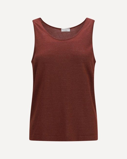 Brunello Cucinelli Red Luminous Knit Tank Top