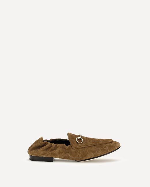 Gucci White Gg Suede Loafers