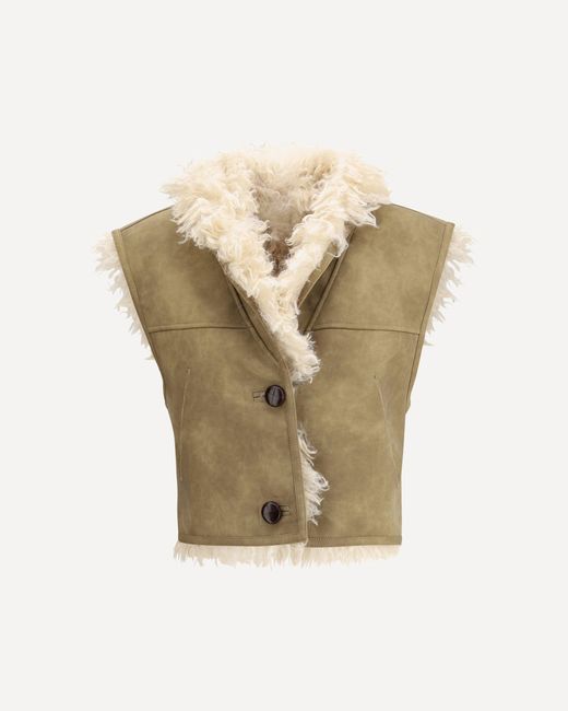 Isabel Marant Natural Shearling Faux Leather Clara Gilet