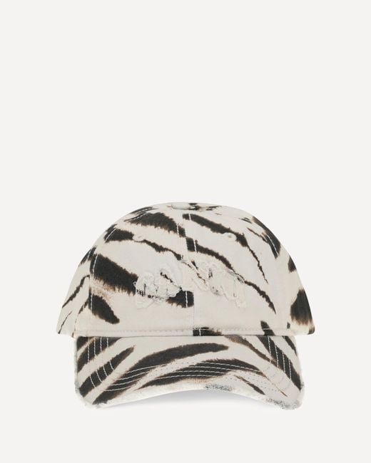 Ganni Natural Zebra Print Baseball Cap