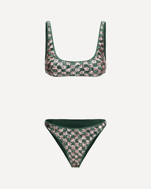 Oseree White Sequins Chess Bikini