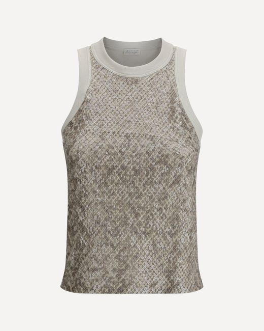 Brunello Cucinelli Gray Sequins Top