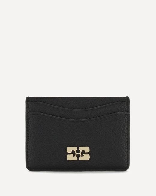 Ganni Black Grained Leather Card Holder