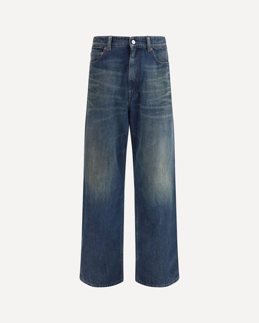 MM6 by Maison Margiela Blue Five-Pocket Pants With Panel Design for men