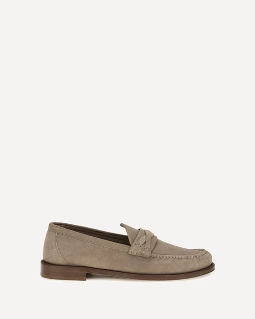 Brunello Cucinelli White Suede Loafers for men