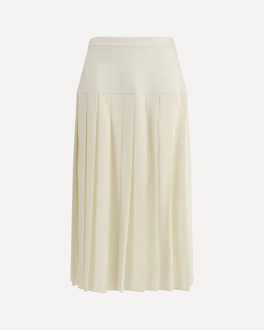 Alessandra Rich White Pleated Midi Skirt