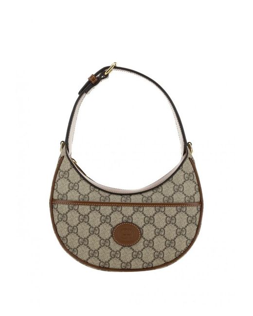 Gucci Brown Half-moon-shaped Mini Bag With Interlocking G