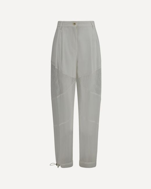Pinko Gray Nacy Pants With Lace Inserts