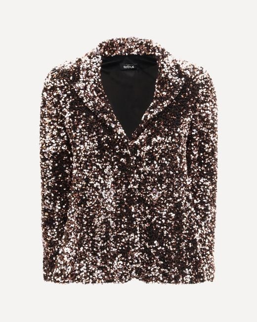 Ella Black Single-Breasted Jacket With Sequins