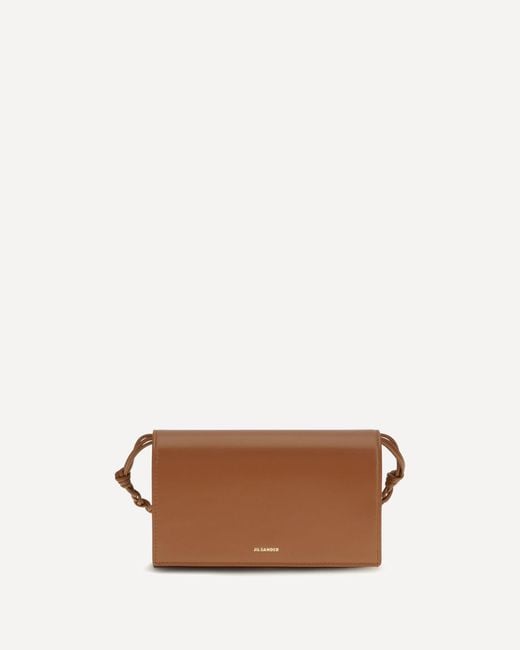 Jil Sander Brown Tangle Wallet With Shoulder Strap