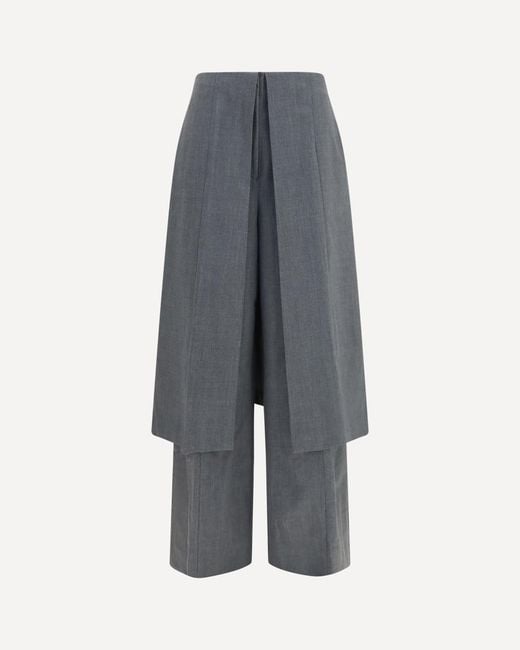 THE LATEST Gray Tailored Pants With Draped Skirt Panel