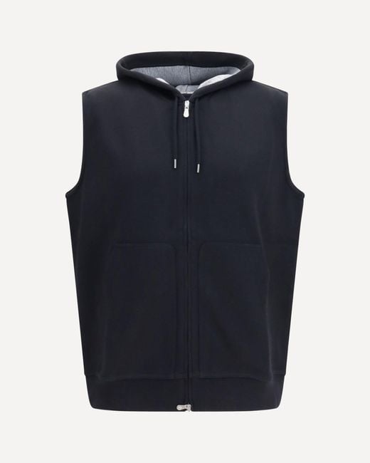 Brunello Cucinelli Blue Cotton Vest for men