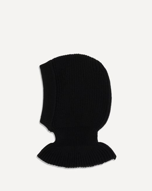 Lemaire Black Ribbed Wool Balaclava for men