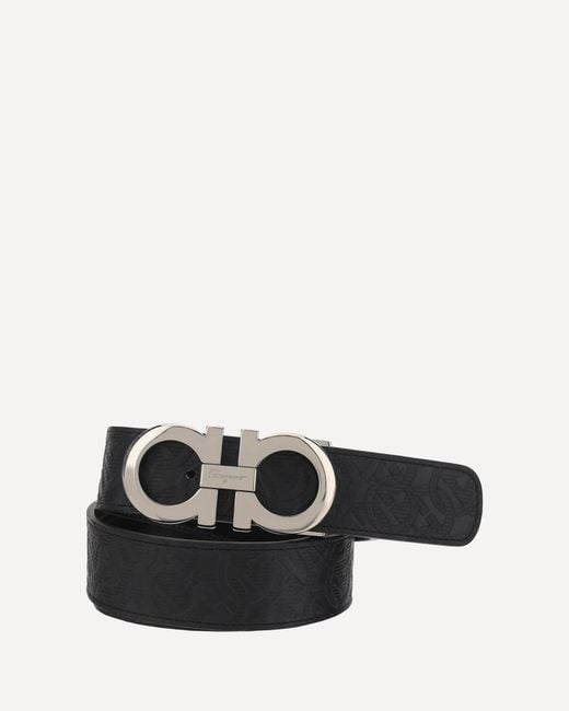 Ferragamo Black Reversible And Adjustable Leather Belt for men