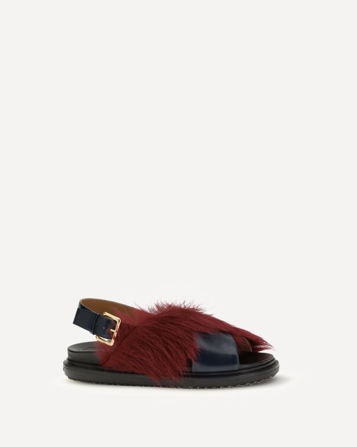 Marni Brown Fur-Lined Fussbett Sandals