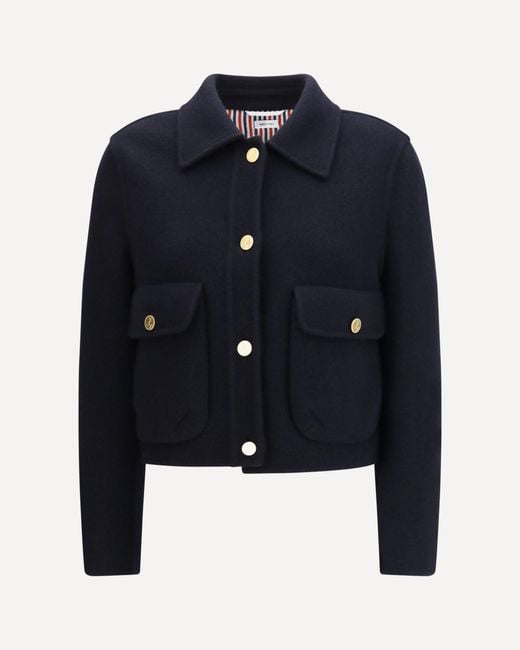 Thom Browne Blue Cropped Virgin Wool Jacket