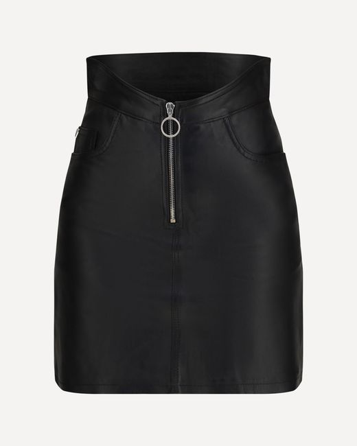 Fiorucci Black Leather Mini Skirt With Zip