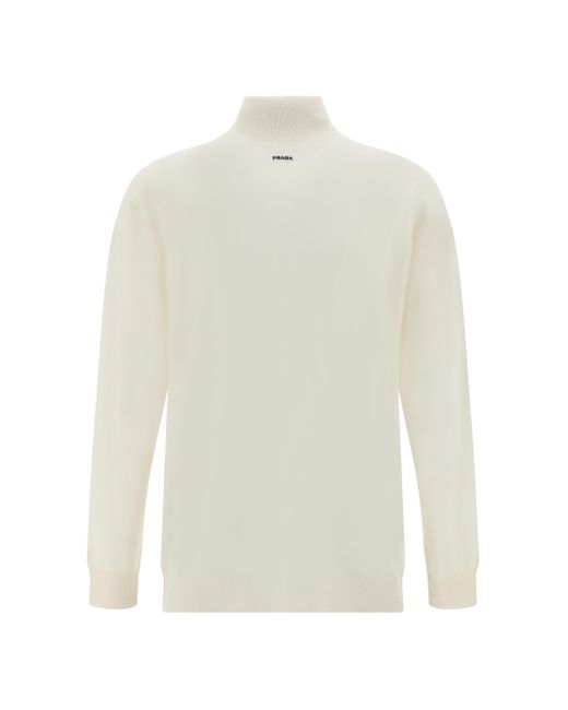 Prada White Roll-neck Sweater for men