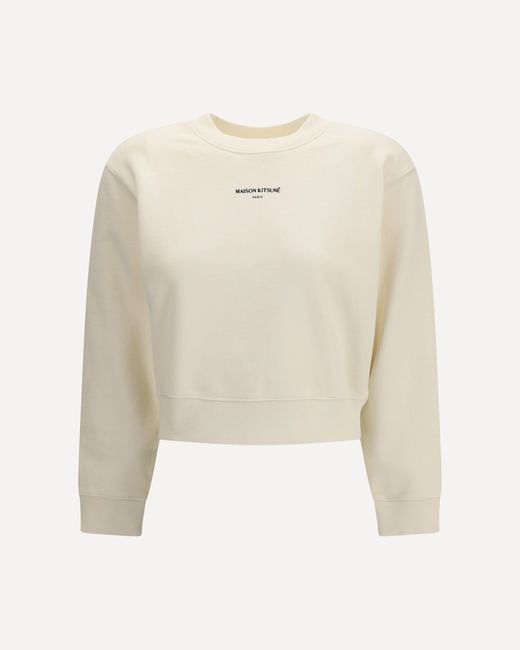 Maison Kitsuné White Paris Cropped Sweatshirt