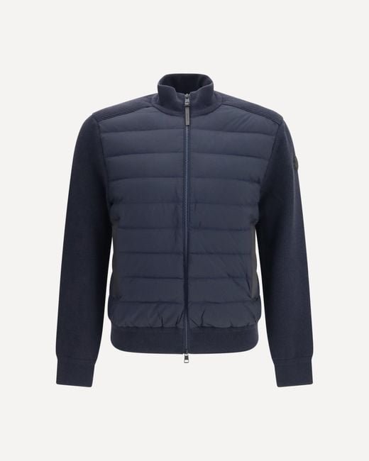 Moncler Blue Zip-Up Padded Cardigan for men