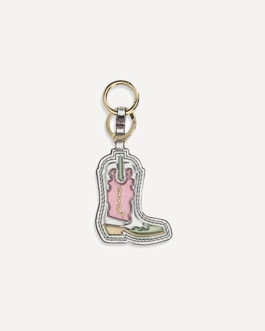 Ganni White Western Boot Keyring
