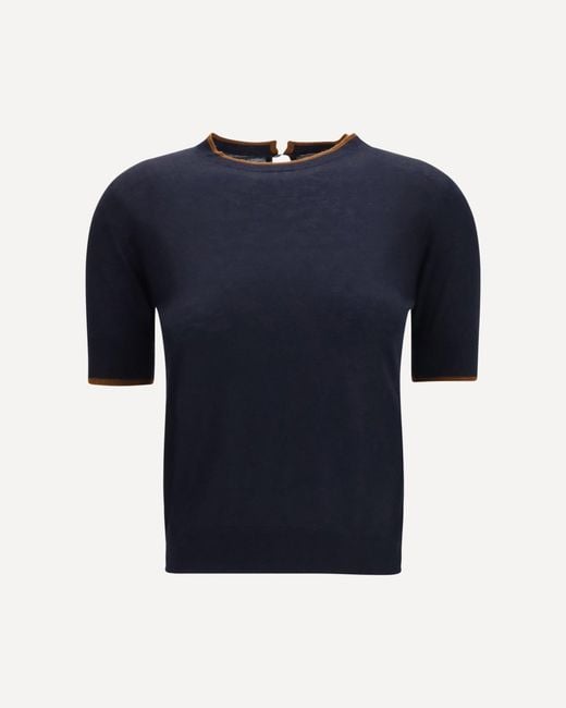 Max Mara Blue Silk And Wool T-Shirt