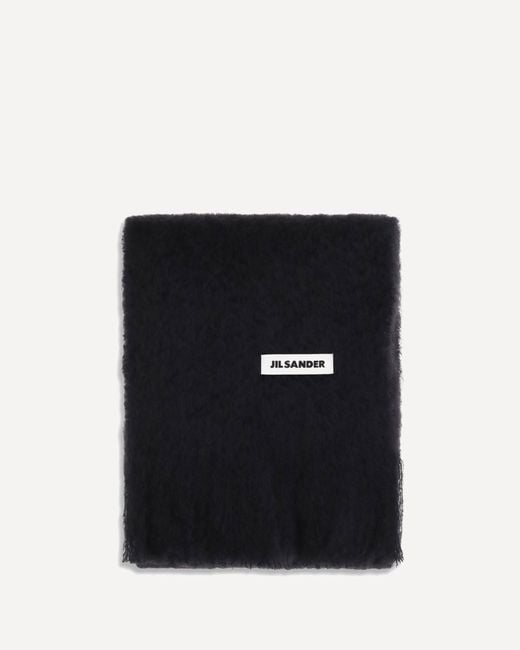 Jil Sander Black Wool Scarf With Logo
