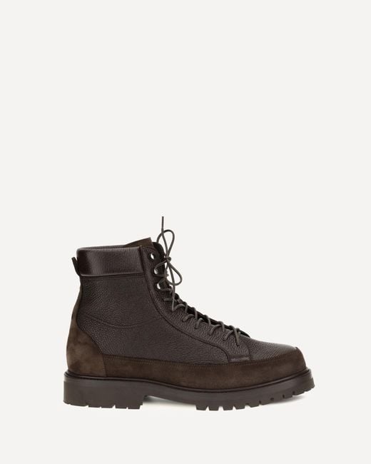 Brunello Cucinelli Brown Lace-Up Deer Leather And Suede Ankle Boots for men