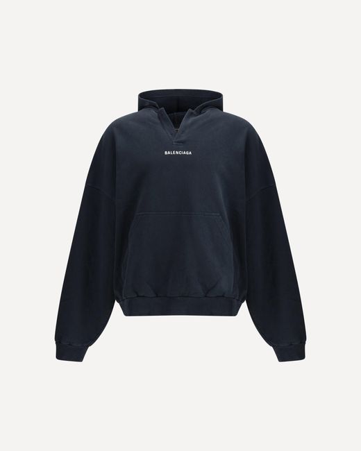Balenciaga Blue Hoodie With Logo for men