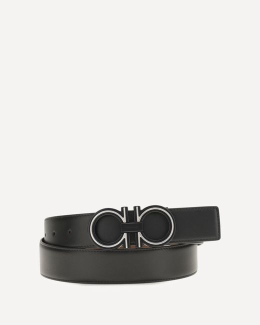 Ferragamo Black Reversible Leather Belt for men