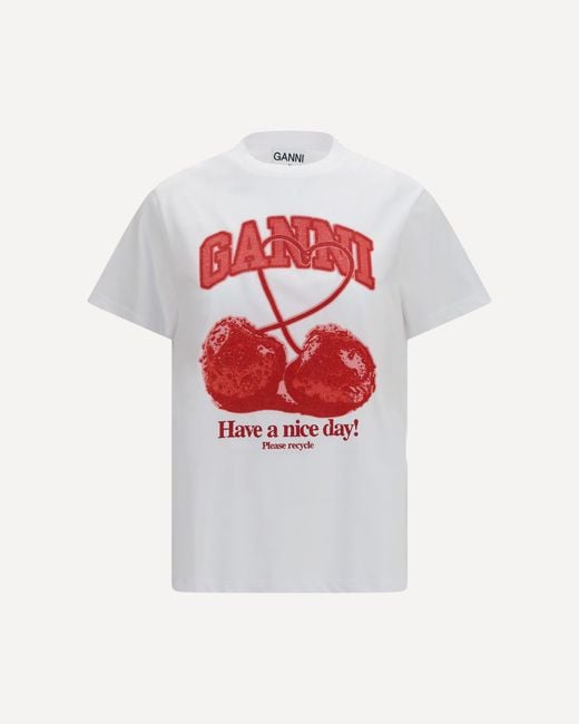 Ganni White Cherry T-Shirt