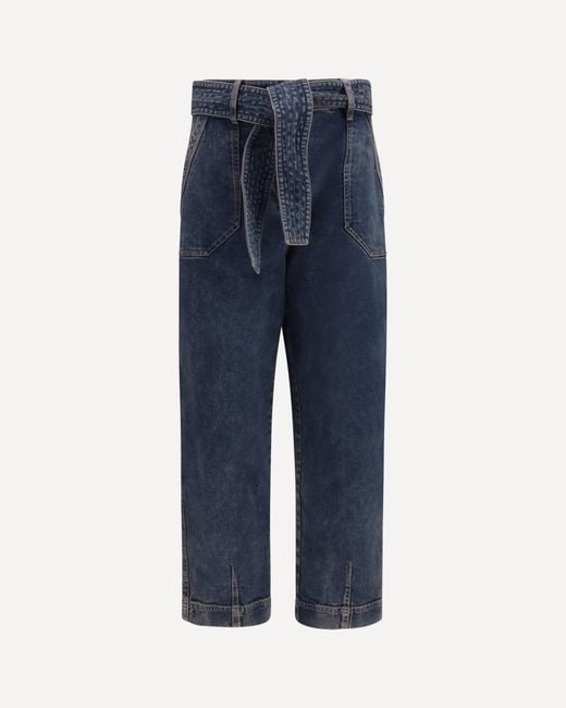 Giorgio Armani Blue Wide-Leg Jeans With Belt