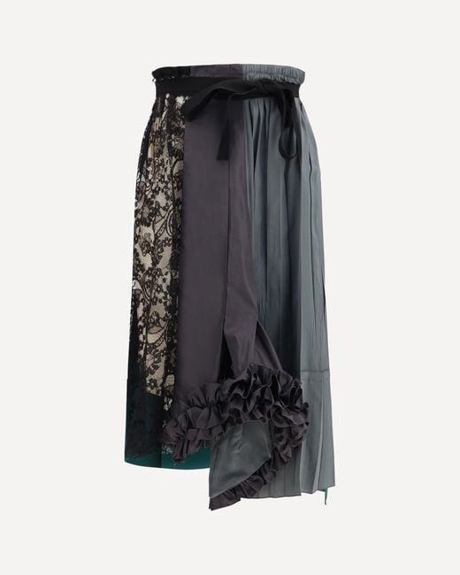 Prada Black Patchwork Midi Skirt With Panel Construction