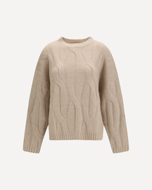 Allude Natural Cashmere And Silk Sweater With Voluminous Sleeves
