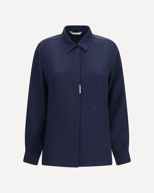 Max Mara Blue Geranio Crepe De Chine Shirt