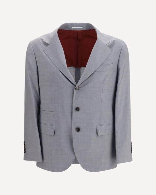 Brunello Cucinelli Gray Three-Button Blazer for men