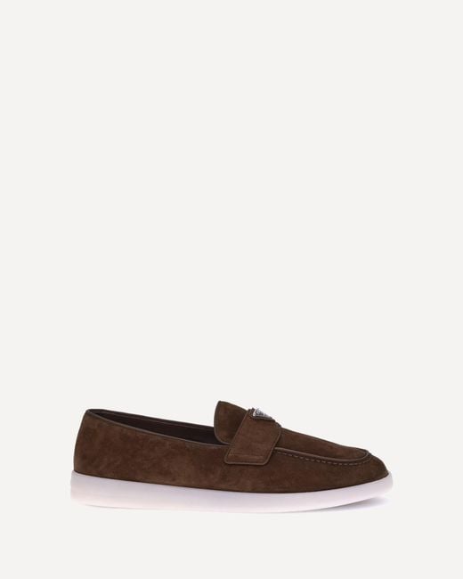 Prada Brown Suede Loafers for men