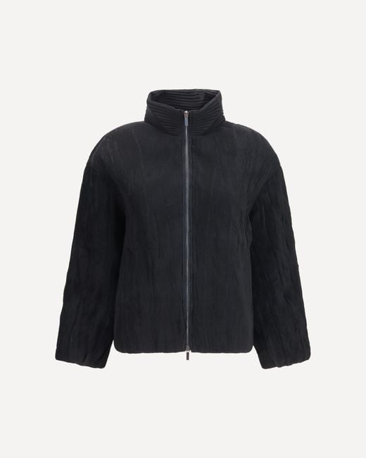 GONGDID DESIGN Blue Jacket Short Padded Jacket With Striped Fabric