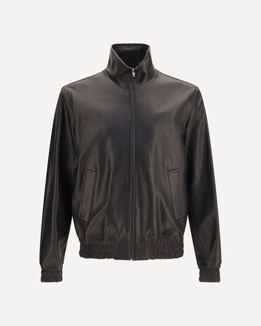 Valentino Gray Leather Zip Jacket for men