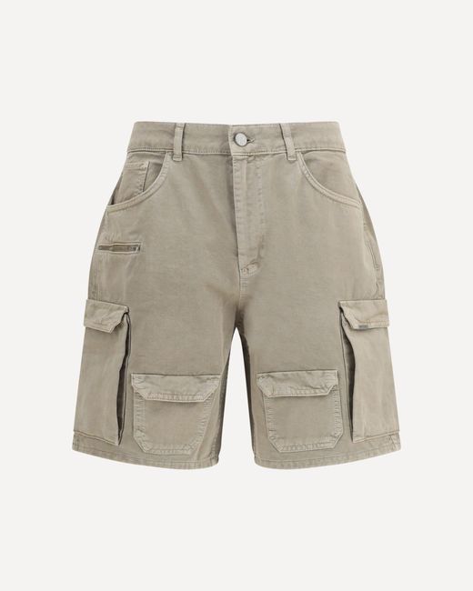 Represent White Cotton Cargo Shorts for men