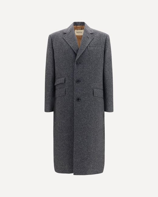 Valentino Gray Long Single-Breasted Coat for men